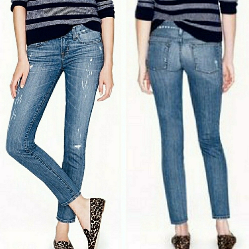 J Crew Toothpick Ankle Distressed Cone Denim Jean